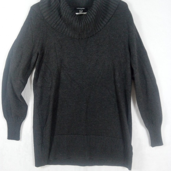 Cable & Gauge Sweater Womens Large  Grey Cowl Neck Long Sleeve Tunic Pullover - Picture 3 of 10
